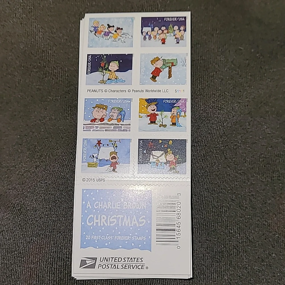 100 Unused Charlie Brown Christmas‎ RARE USPS Stamps Peanuts Postage Forever